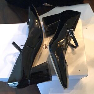 Moved Calvin Klein chunky heel mary jane faux patent leather cross strap + box
